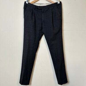 Brioni Trousers Portovenere Charcoal Grey Wool Pleated Pants Size 49 R